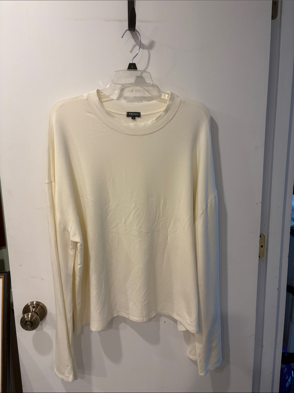 Bleusalt extra Long Sleeve Crewneck Tee in Ivory Cream size 2 oversized